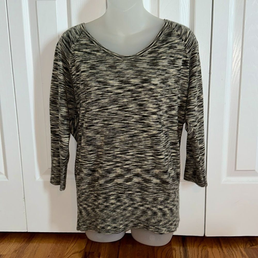 Ann Taylor LOFT Wool Crewneck Marble Print Top Blouse Shirt Size Medium M